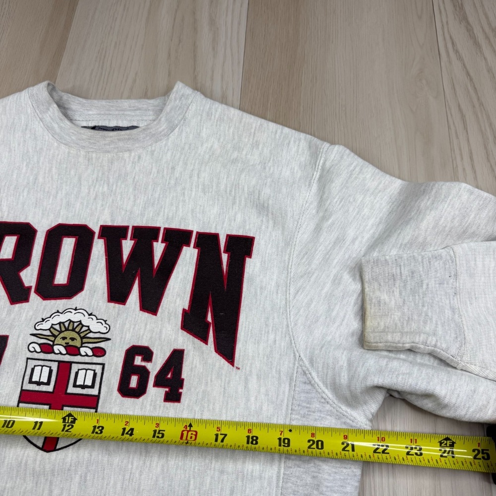 Champion Reverse Weave Mens Long Sleeve Crewneck Brown University Size S - Picture 8 of 10